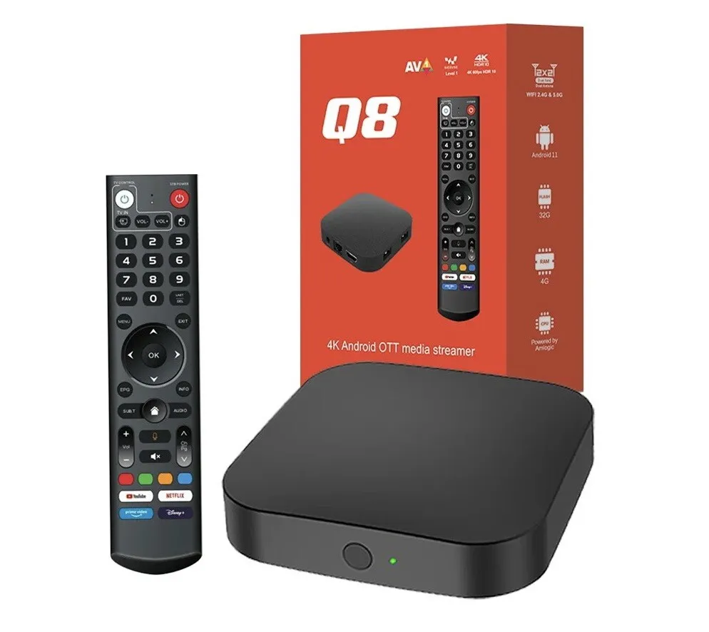 Q8 TV box priedėlis Widevine L1 Android 11 4/32 GB. gerai veikia su Go3, Telia Play
